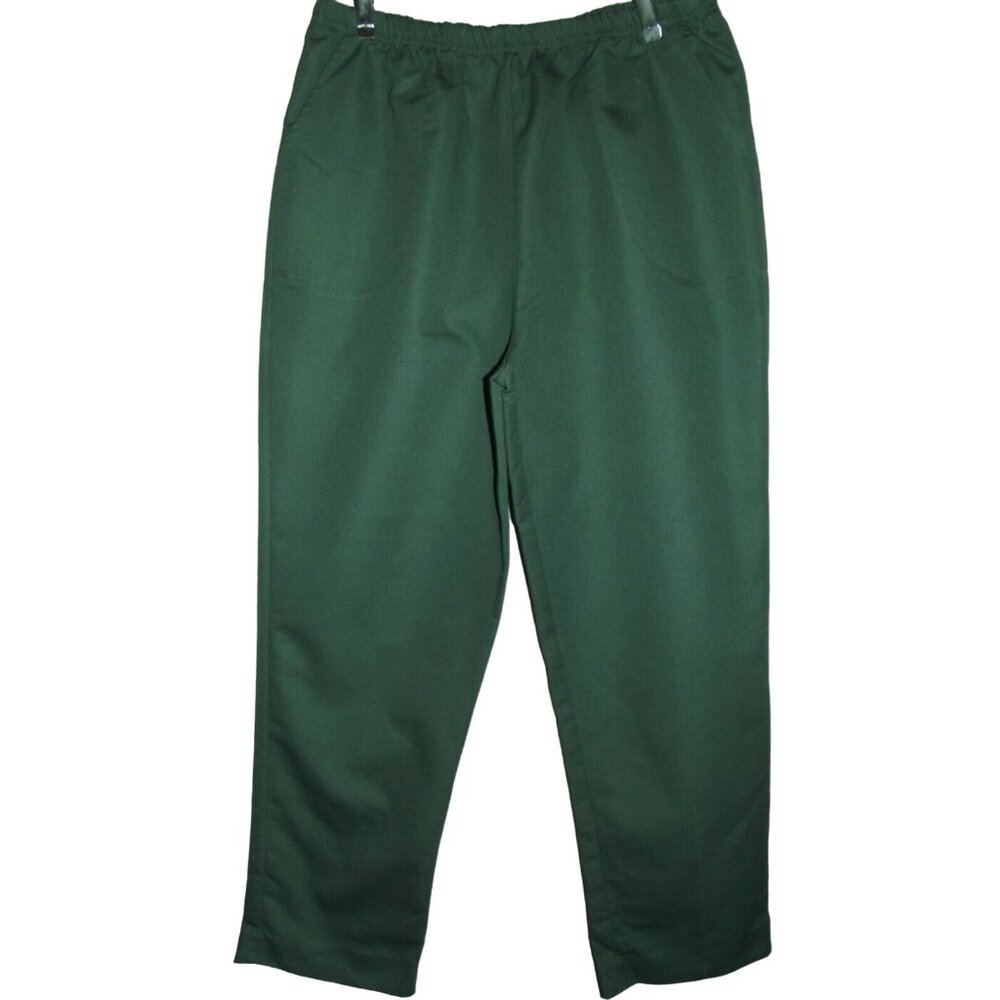 BLAIR Pants Womens Large x 28.5" Green Cotton/Poly Pull On Elastic Waist pockets